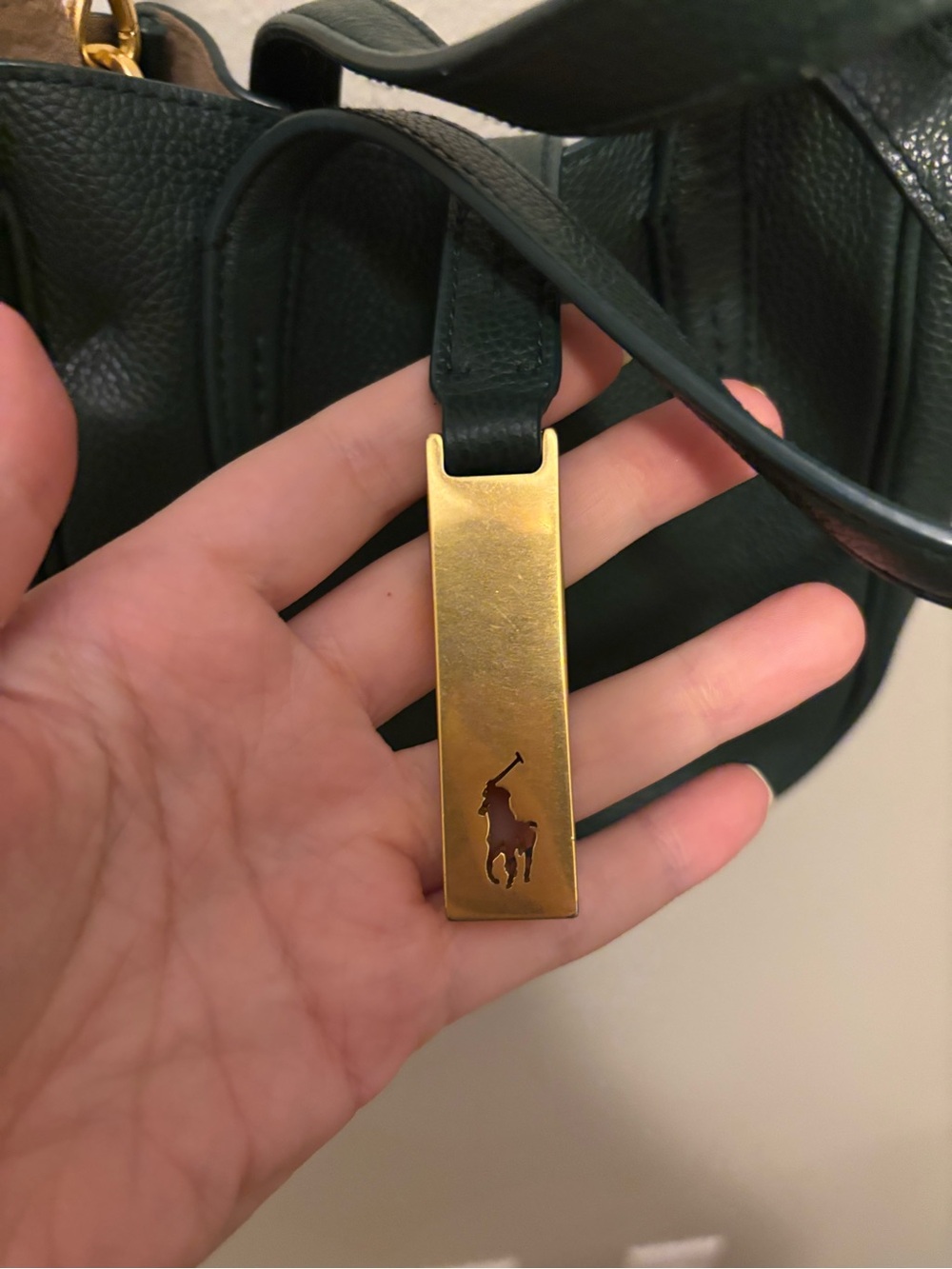 Polo Ralph Lauren Polo ID Leather Small Tote in Green - Picture 5 of 7